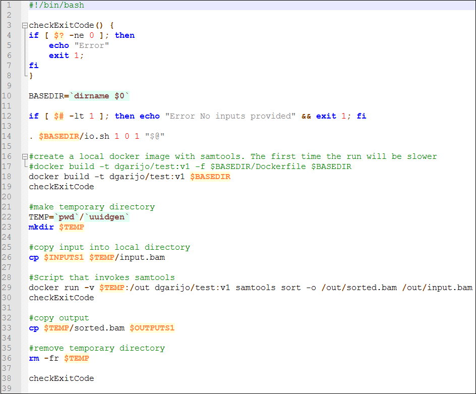 Modifying run.sh to add the Docker commands